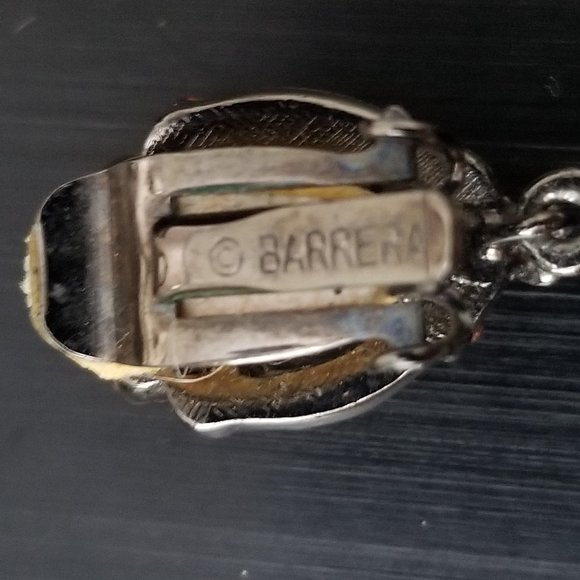 VINTAGE JOSE & MARIA BARRERA RED CRYSTAL TEAR DROP DANGLE CHANDELIER EARRING - Picture 4 of 11